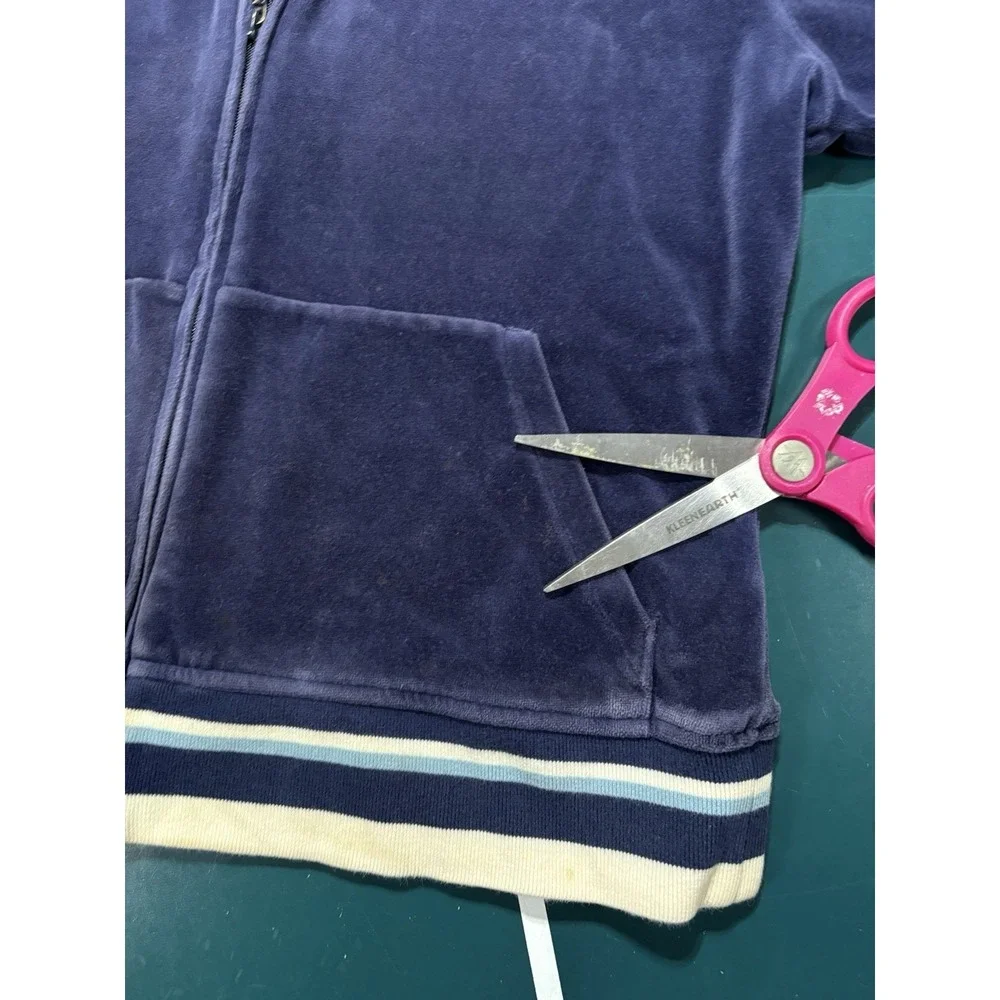 Vintage Nike Velour Tracksuit Womens M Blue Striped Jacket Pants Set Velvet Y2K